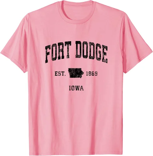 Vista 26 de Fort Dodge Iowa IA - Camiseta deportiva clásica negra con diseño deportivo, Gris