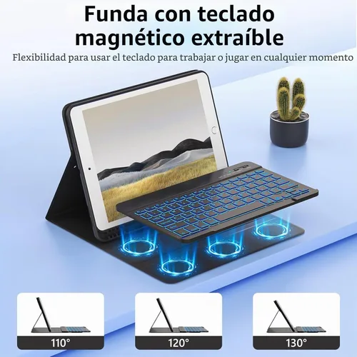 Vista 3 de FUWANG Funda para iPad de 9ª/8ª/7ª generación con teclado de 10,2 pulgadas Negro dorado