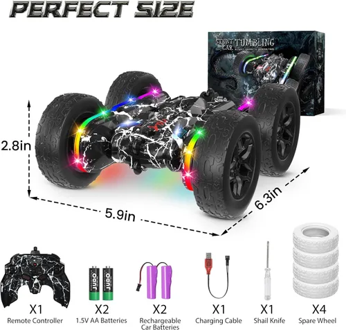 Vista 6 de Terucle Coches RC Juguetes para Niños Coche de Control Remoto 2.4 GHz Negro Juguetes para Niños de 5-7 Años Juguetes Nuevos Actualizados con Luces