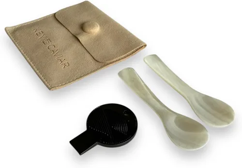 Vista 2 de Caviar Key - Abridor de latas + juego de cucharas de nácar (ónix)
