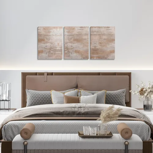 Vista 4 de Erosebridal Decoración de pared de acuarela de teñido anudado de 12 x 16 pulgadas, lienzo degradado degradado beige y gris, arte de pared