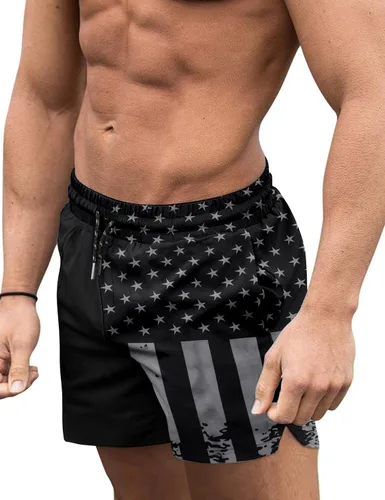 Vista 18 de COOFANDY Men's Swim Trunks Quick Dry Board Shorts Swimwear Bathing Suit Un negro