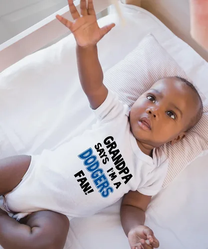 Vista 3 de NanyCrafts 'Grandpa Says I'm a Dodgers Fan Baby Body Body para bebé Dodgers