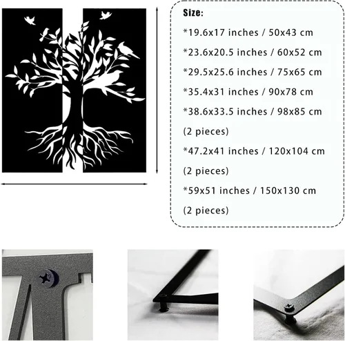 Vista 3 de Árbol de la vida de gran tamaño, decoración de pared de metal, árbol de la vida, arte de pared de metal grande para colgar en la habitación