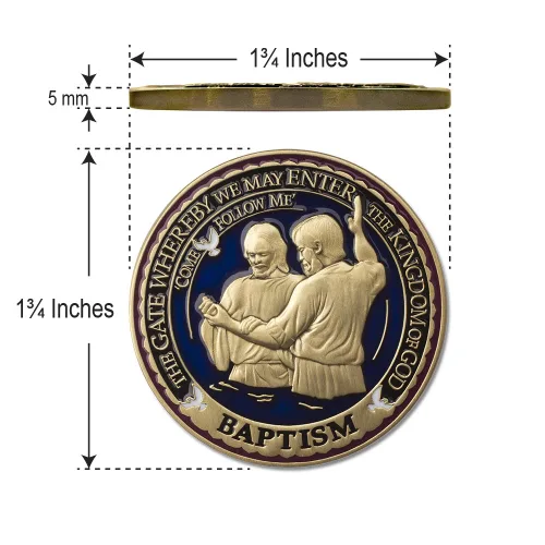 Vista 8 de Armor Coin & Emblem - Baptism LDS Challenge Coins Deluxe Display - Juego de 2 monedas de desafío con paño de pulido adicional