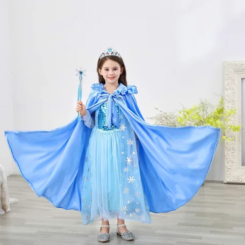 Vista 7 de Newland Capa de princesa disfraz de capa larga con capucha de princesa para niñas de 3 a 12 años