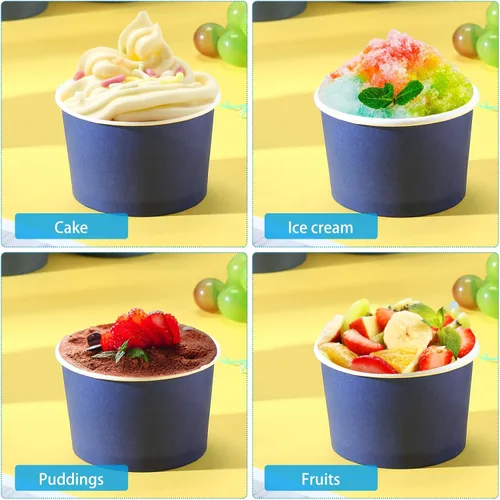 Vista 5 de Didaey 100 cuencos de papel desechables para helados, recipientes de postre para yogur, recipientes desechables para postre de yogur para alimentos