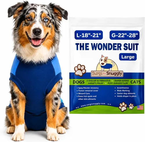 Vista 17 de SurgiSnuggly Traje de Recuperación Quirúrgica Inventado por Veterinarios para Perros Hembra o Macho, Esterilización, Castración, Mameluco, El Traje