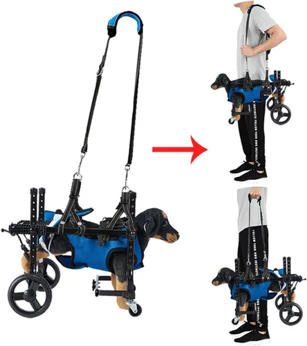 Vista 9 de Silla de ruedas para perros para patas traseras, silla de ruedas ajustable para perro, ayuda a las mascotas con extremidades traseras paralizadas