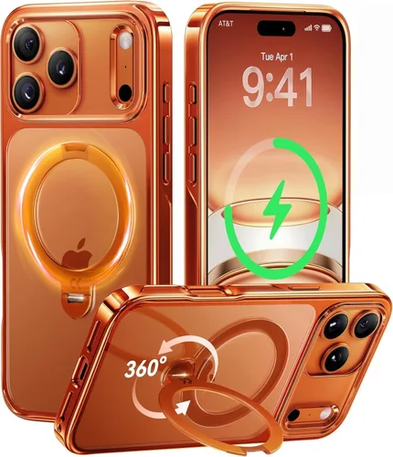 Vista 32 de CASEKOO Funda para iPhone 17 Pro con soporte magnético giratorio de 360º, compatible con MagSafe, protección militar de 17 pies, diseño brillante