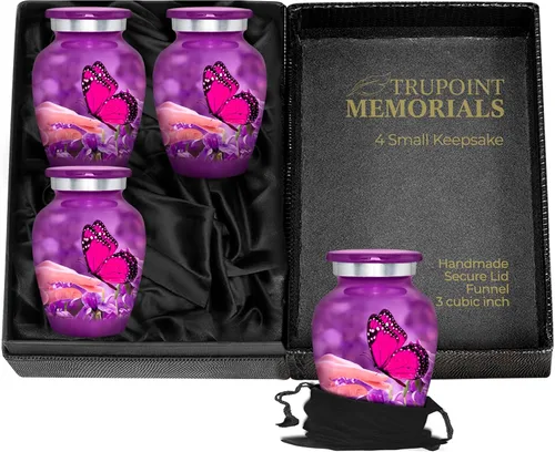 Vista 11 de Trupoint Memorials Urnas pequeñas para recuerdo de cenizas humanas, mini urna de cremación decorativa para hombres y mujeres adultos, juego de 4