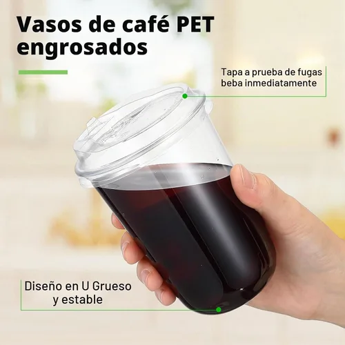 Vista 4 de Baderke 25 juegos de vasos desechables de plástico helado con tapas, transparentes, 16 onzas