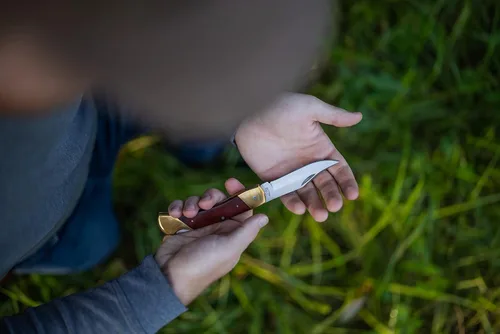 Vista 5 de Uncle Henry LB7 Bear Paw - Cuchillo de bolsillo tradicional con punta de clip de 3.7 pulgadas, hoja SS de alto carbono, mango de madera, refuerzos