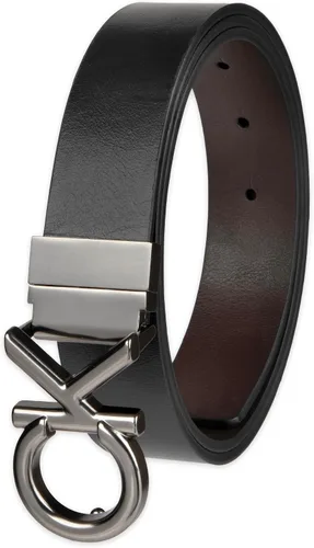Vista 8 de Calvin Klein Cinturón reversible de cuero para hombre - 2-en-1 Estilo moderno versátil Negro/Negro