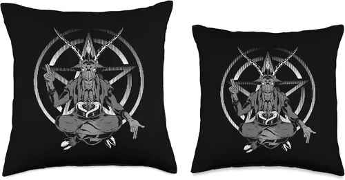 Vista 3 de Satanic Goat Baphomet Goth T-Shirts and Hoodies Satan Baphomet - Almohada gótica oculta, 16 x 16 pulgadas, multicolor
