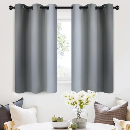 Vista 101 de SimpleHome Cortinas degradadas degradadas para oscurecer la habitación de 36 pulgadas de largo para dormitorio, con ojales y bloqueo de luz Negro