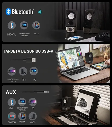 Vista 8 de Edifier R19BT 2.0 Sistema de altavoces para PC con gabinete de madera, Bluetooth 5.3, sonido estéreo completo, graves potentes, control de volumen