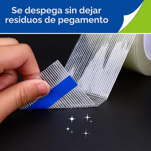 Vista 5 de Paquete de 4 cintas de fibra de vidrio, grosor extra de 6.3 mils y súper adherente, cinta de fleje reforzada con filamento transparente