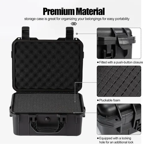 Vista 2 de Estuche rígido pequeño impermeable con inserto de espuma personalizable para bricolaje, protección portátil para cámara, drones, equipos