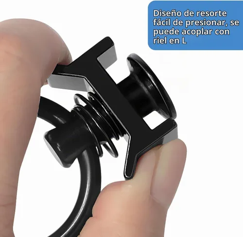 Vista 4 de Accesorio de perno individual en L con capacidad de 1,814 kg con anillo redondo de aluminio para control de carga, paquete de 12, negro