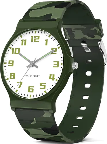 Vista 20 de Reloj analógico para niños y niñas, resistente al agua hasta 30M, reloj deportivo para niños, fácil de leer, con esfera fina, correa suave