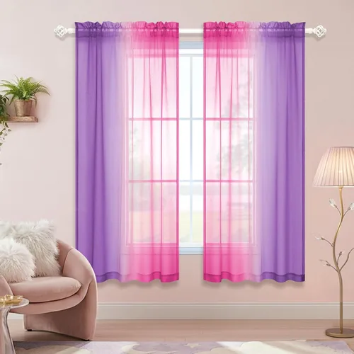 Vista 12 de KOUFALL - Cortinas cortas transparentes de 45 pulgadas de largo para decoración de baño, juego de 2 paneles con bolsillo para barra, cortinas