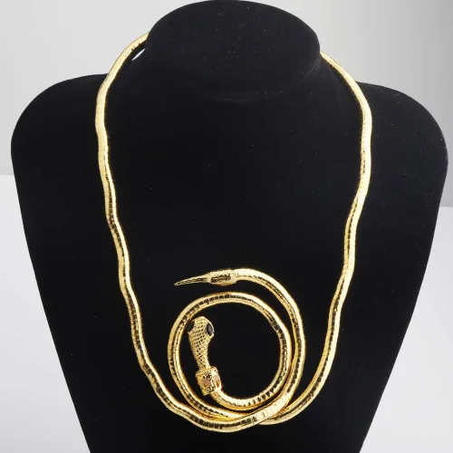 Vista 4 de KUIYAI Collar flexible de serpiente flexible y flexible con forma de serpiente pulsera de serpiente anillo de serpiente aretes de serpiente Metal No