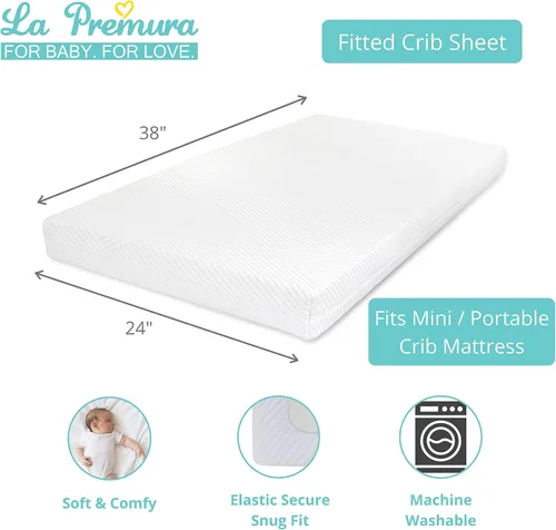 Vista 4 de La Premura Juego de ropa de cama de cuna pequeña para niñas, mariposa púrpura pastel, juego de cuna de 3 piezas para guardería, cuna portátil