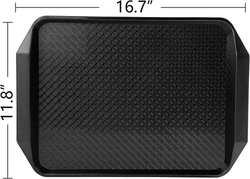 Vista 4 de Aebeky Bandeja de plástico para comida rápida, 16.7 x 11.8 pulgadas, juego de 12 (negro)