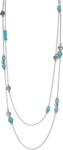 Vista 11 de BULINLIN Collar largo de plata en capas para mujer, collar de cadena de suéter con cuentas de piedra turquesa para mujer, joyería de disfraces