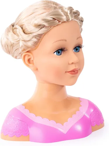 Vista 4 de Bayer: Cabeza para peinar Charlene 27cm con cabello rubio, maquillaje y accesorios para juego creativo Doll with long eyelashes, 10.6 inch height