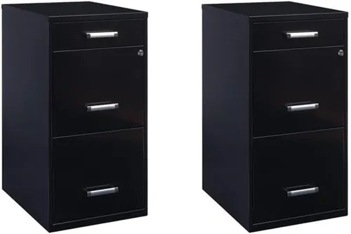 Vista 13 de Scranton & Co Archivador de metal con 3 cajones, 27.32 pulgadas de alto x 14.25 pulgadas de ancho x 18.00 pulgadas de profundidad, acabado blanco