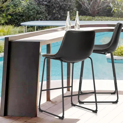 Vista 7 de OLIXIS 26" Counter Height Bar Stools Set of 2 for Kitchen Negro