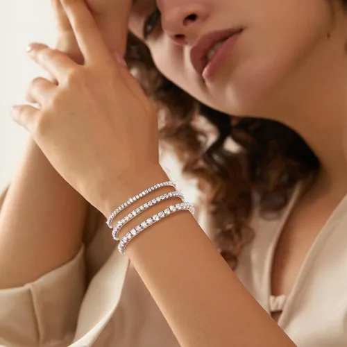 Vista 9 de TUHE Moissanite Tennis Bracelet 5.0-21.0CT 18K Gold Plated 925 Sterling Silver Bracelets 345MM D Color VVS1 Round Lab Created Moissanite Bracelet