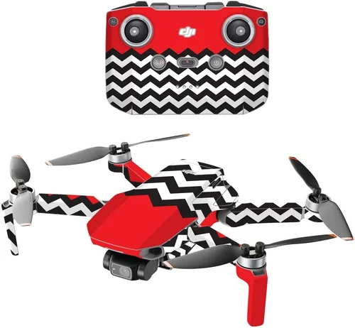 Vista 8 de MightySkins - Compatible con DJI Mini 2 Dron portátil – Aqua Chevron Funda protectora de vinilo duradera y única Fácil de aplicar, quitar y Acua