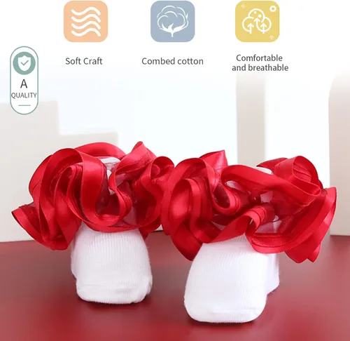 Vista 2 de TONGXiNHUA and three Chinese characters 8 Pairs Ruffle Socks for NewbornInfantToddlerLittle Girls