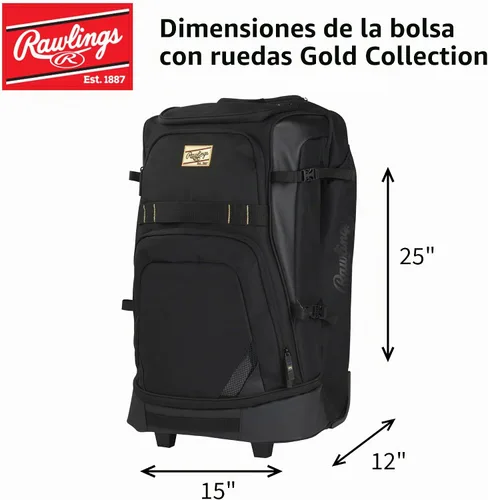 Vista 3 de Rawlings Bolso de equipo con ruedas de la COLECCIÓN ORO Béisbol/Sóftbol Múltiples estilos Negro