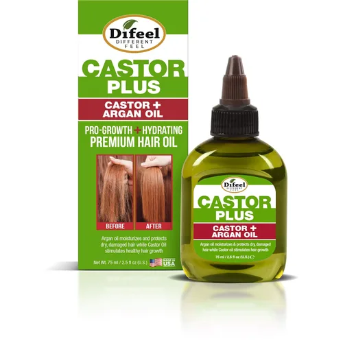 Vista 2 de Difeel Premium Castor Plus Argan - Aceite hidratante para el cabello Pro-Growth + Hidratante Premium 2.5 oz.