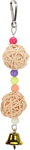 Vista 2 de Pssopp 8 Packs Natural Wood Bird Parrots Hanging Swing Cage Toys, Climbing Chewing Set with Safe Non Materials for Pet Birds Exercise and Rest