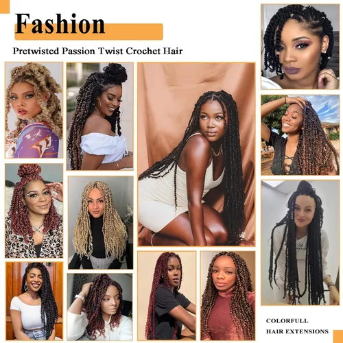 Vista 5 de Cabello Corto PassionTwist de 8 Pulgadas Cabello Pre-retorcido Passion Twists Cabello de Ganchillo Pre-enrollado Cabello Rizado de Ganchillo para 1b