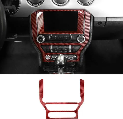 Vista 9 de CheroCar para Ford Mustang - Cubierta de Marco de Pantalla de Navegación para Consola Central, Decoración Interior Compatible con Ford Mustang