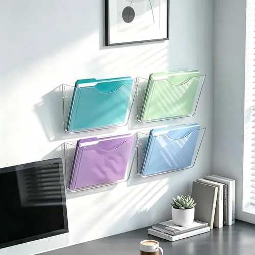 Vista 6 de SUPEASY Organizador de archivos de pared acrílico, paquete de 6 soportes Transparente