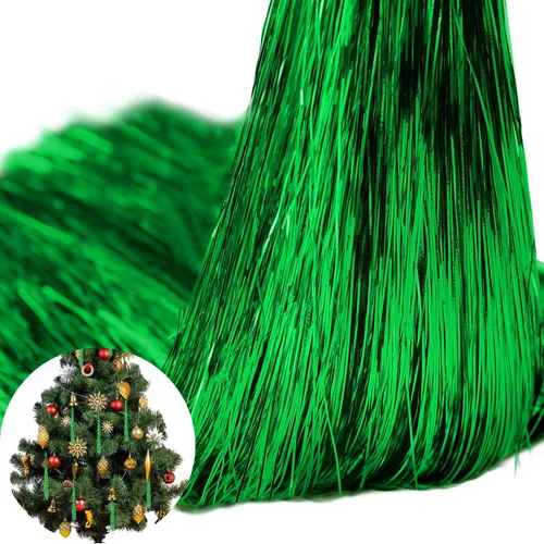 Vista 11 de MTLEE 3000 hebras de decoración para árbol de Navidad, guirnalda de oropel iridiscente, carámbanos de flecos de papel de aluminio para Navidad Dorado
