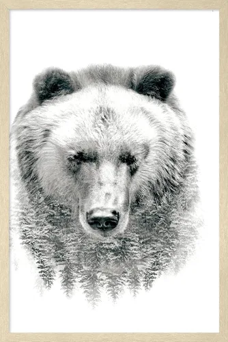 Vista 6 de Trends International Póster de pared de oso - árboles, 14.725 x 22.375 pulgadas, versión enmarcada de madera de granero