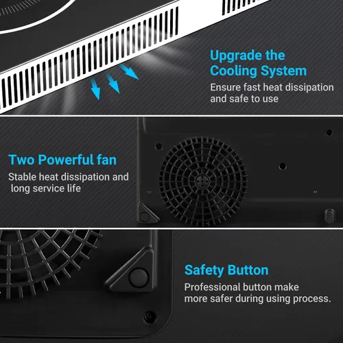 Vista 6 de Aobosi - Cocina de doble inducción, cocina de inducción portátil con control independiente de 2 quemadores, cuerpo ultrafino, 10 temperaturas, 1800