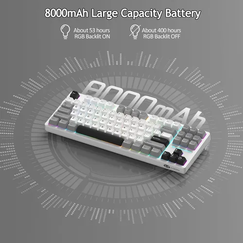 Vista 6 de MageGee LIGHT87 - Teclado inalámbrico cremoso, estructura de junta, teclados mecánicos intercambiables en caliente, teclado retroiluminado RGB
