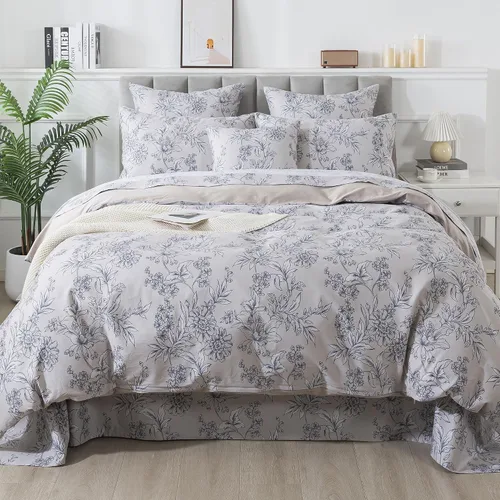 Vista 15 de FADFAY Juego de funda de edredón con estampado floral de roseta, juego de ropa de cama de encaje con volantes para niñas, 3 piezas