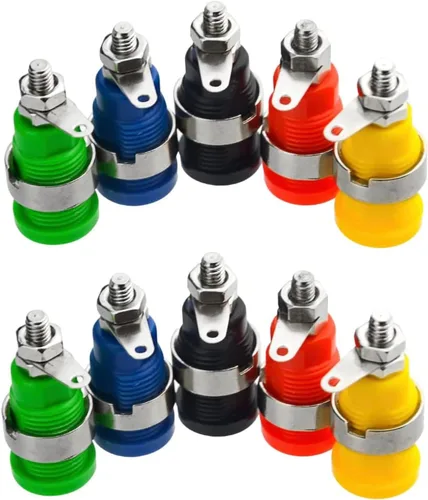 Vista 2 de CESS Safety - Soporte de panel de enchufe hembra tipo banana de 0.157 in, conector protegido de 5 colores, paquete de 10