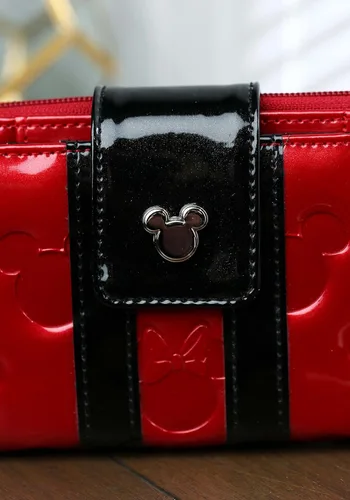 Vista 4 de Disney Mickey and Minnie Billetera en relieve, patente roja y negra, talla única, negro, rojo (Red/Black Patent)