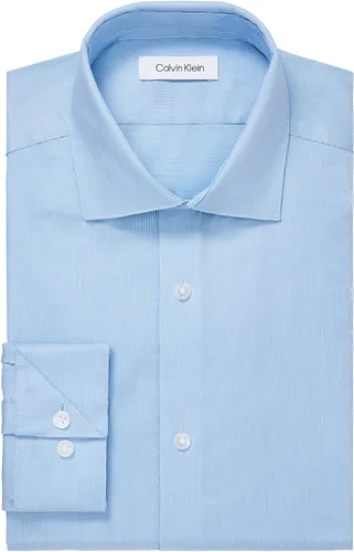 Vista 3 de Calvin Klein - Camisa de vestir ajustada a cuadros, ajuste elástico, para hombre, no necesita planchado